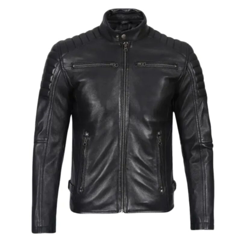 mens-black-cafe-racer-padded-leather-jacket