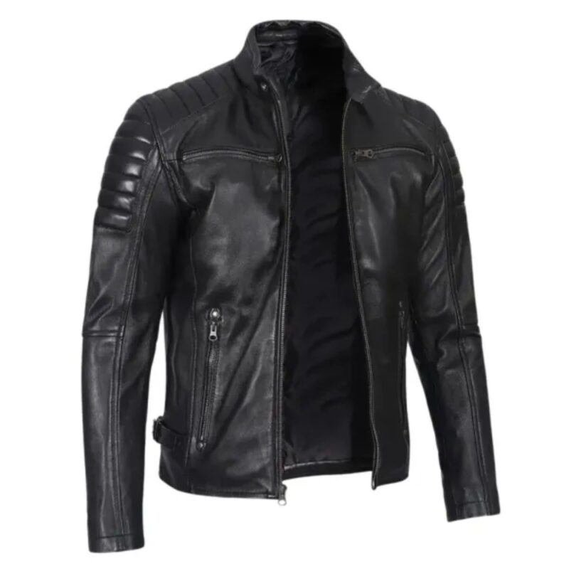 padded-black-leather-mens-cafe-racer-jacket