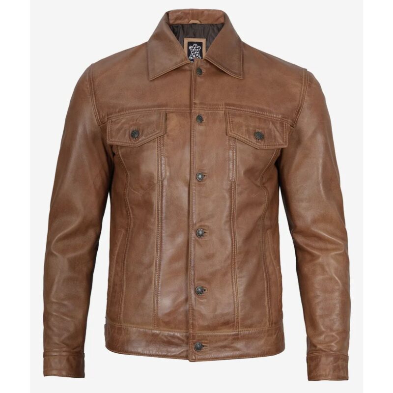 camel-brown-leather-mens-trucker-jacket