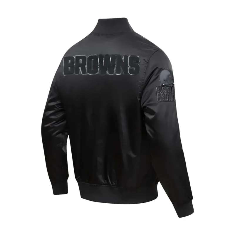 Cleveland Browns Triple Black Satin Full-Snap Varsity Jacket