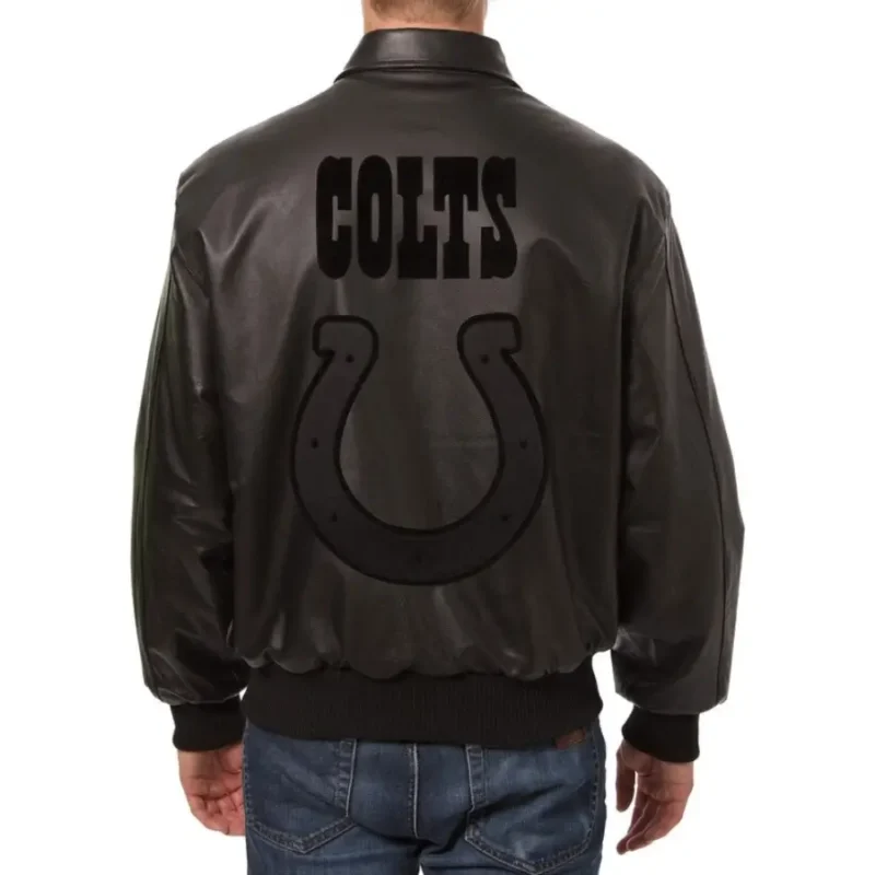 Indianapolis Colts 2024 Black Leather Varsity Jacket