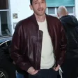 adrien-brody-footballer-maroon-biker-leather-jacket-600x750