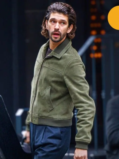 ben-whishaw-tv-series-black-doves-2024-green-bomber-suede-leather-jacket