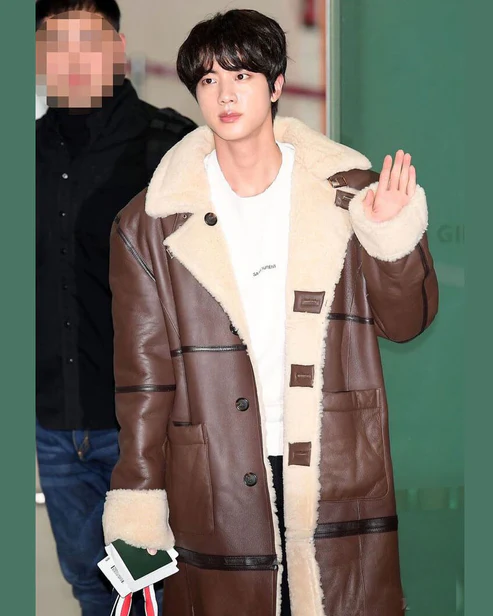 bts-jin-gimpo-airport-shearling-brown-leather-coat