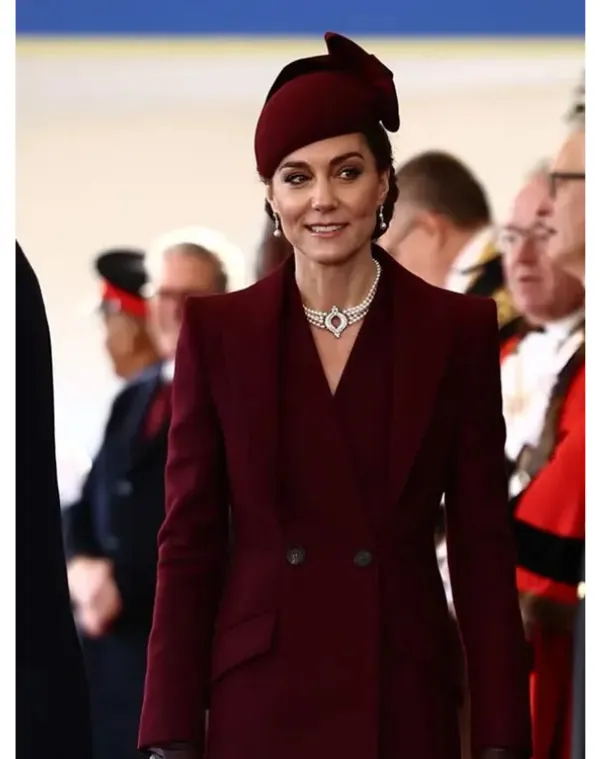 ceremonial-welcome-of-wales-kate-middleton-burgundy-coat-600x750