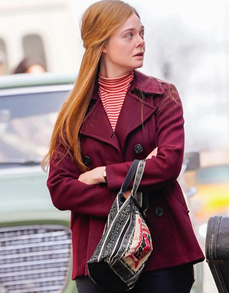 complete-unknown-elle-fanning-sylvie-russo-maroon-coat