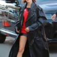 hailey-bieber-los-angeles-street-style-black-leather-coat