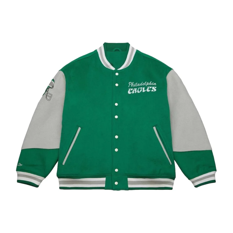 kylie-kelce-90s-philadelphia-eagles-letterman-jacket