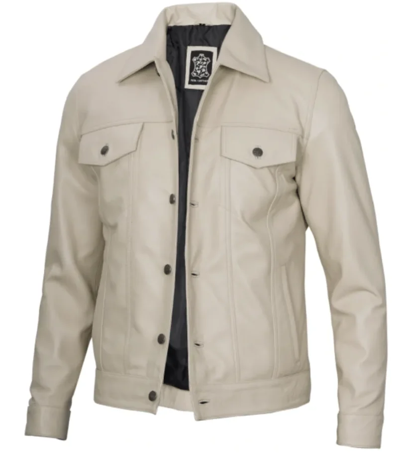 mens-beige-leather-trucker-jacket