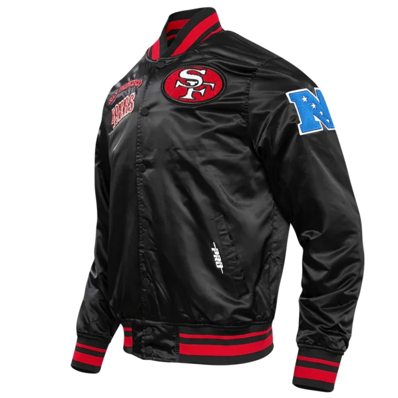 san-francisco-49ers-retro-black-satin-varsity-jacket