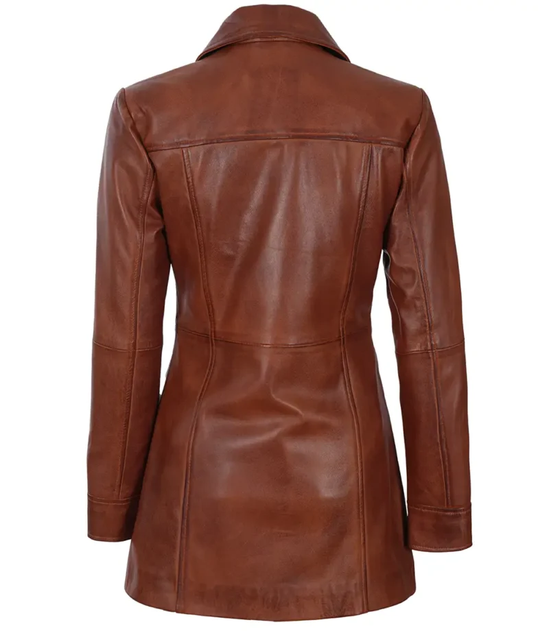 womens-brown-leather-car-coat