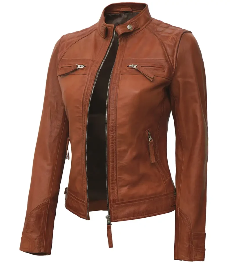 womens-brown-quilted-leather-jacket